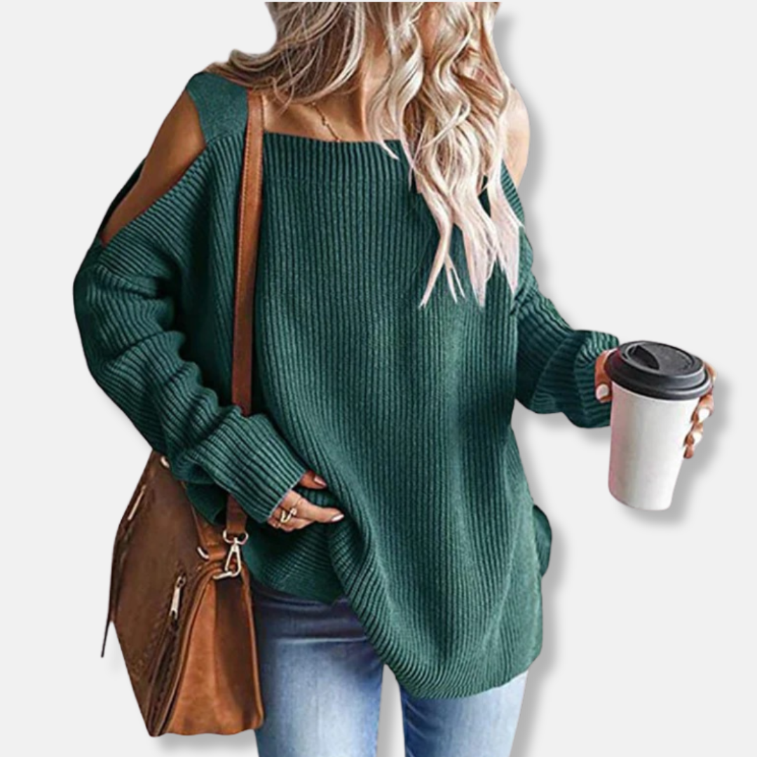 Cozy Sweatshirt Open Shoulder Loose Fit