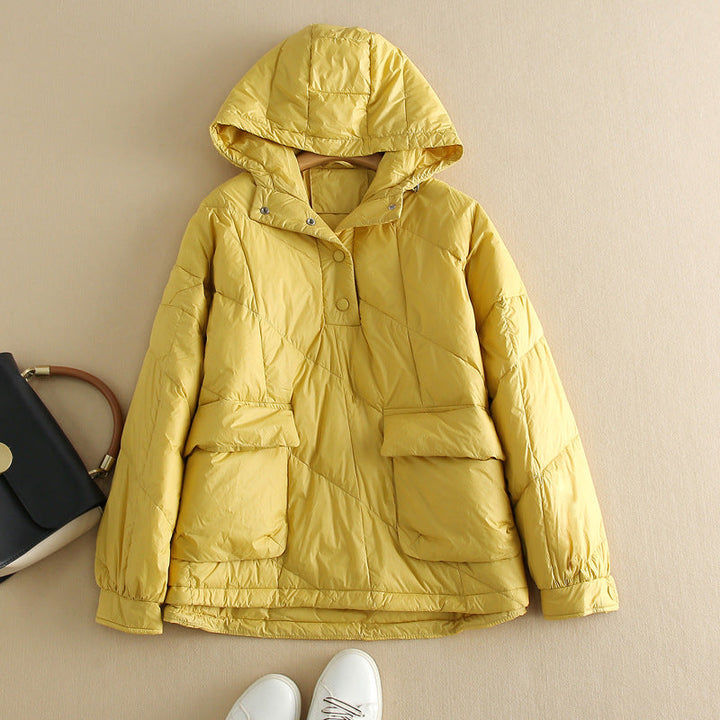 Stylische Daunenjacke Damen Kapuze Farbenfroh - IdealeKleiden