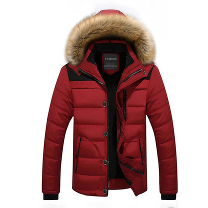 Men's Warm Down Parka with Faux Fur Collar