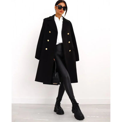 Long women's coat wool blend tailored fit