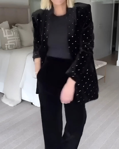 Luxury Blazer Diamond Embroidery Velvet