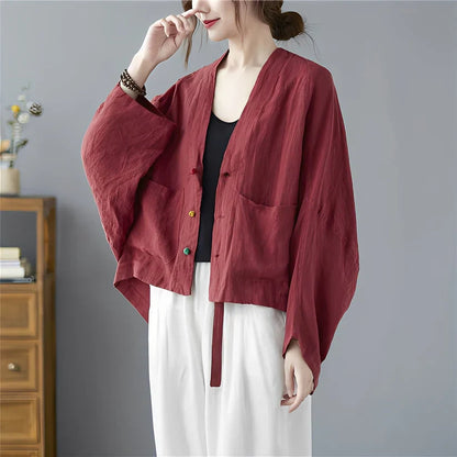 Women's Short Loose Cardigan with Pockets