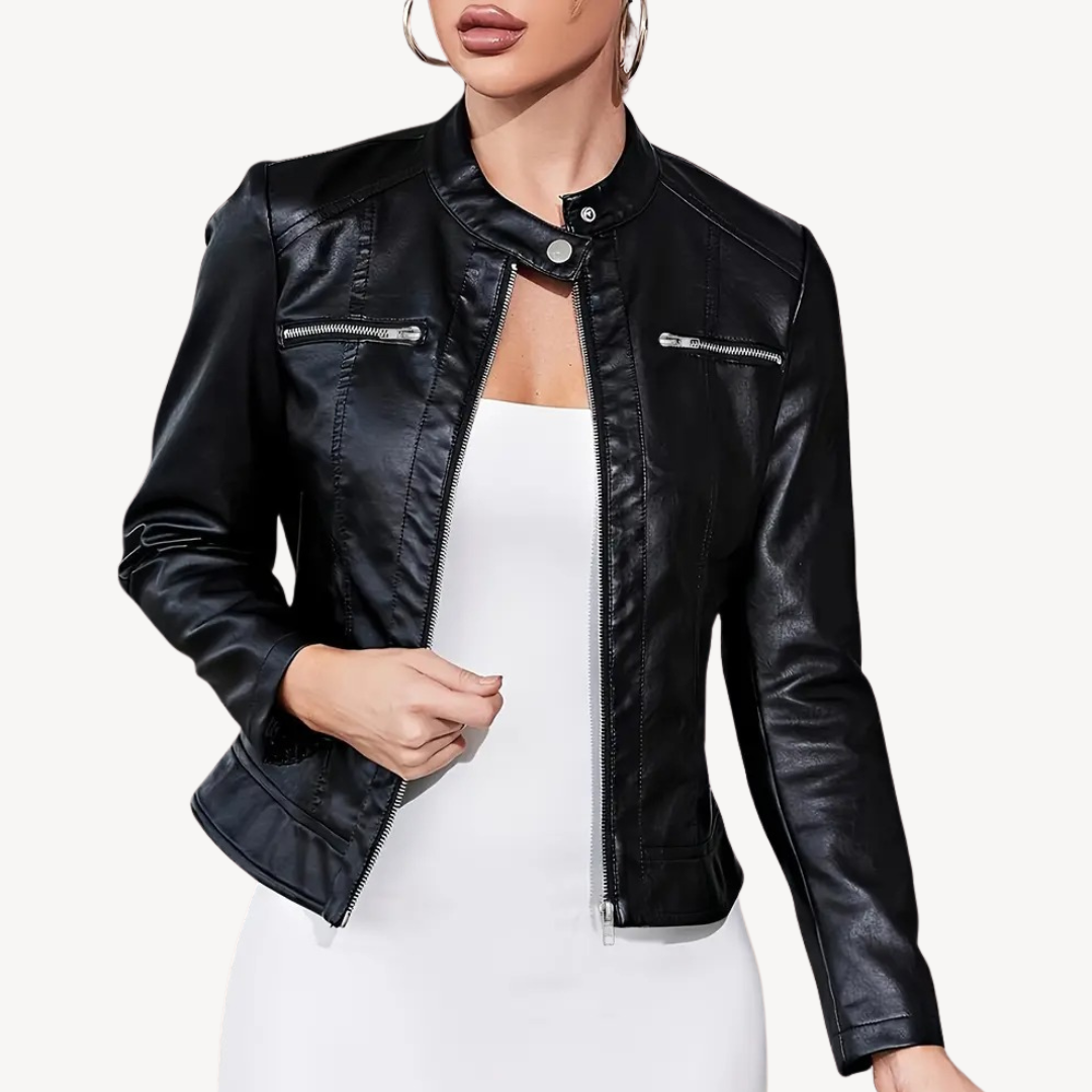 Stylish Black Leather Jacket for Women