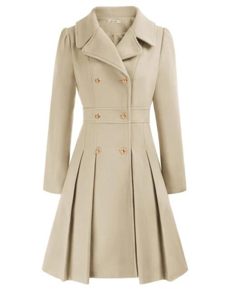 Elegant Women's Pleated Wool Coat