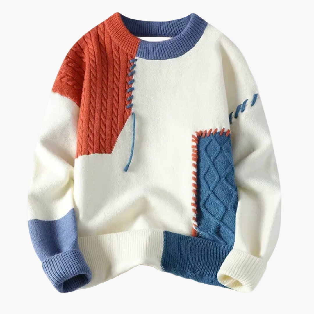Men's Knitted Pullover Patchwork Modern Trendy Autumn Winter