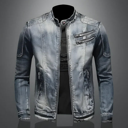 Men's Retro Denim Leather Jacket