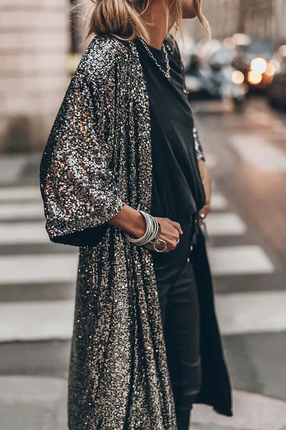 Glamour Kimono Sequin Evening Gown