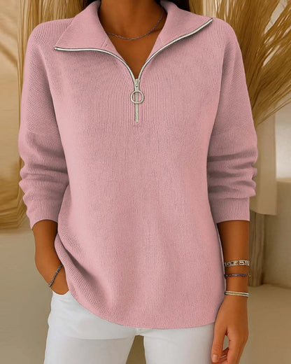 Women's Scarf with Half Zipper becomes: Women's V-Neck Sweater