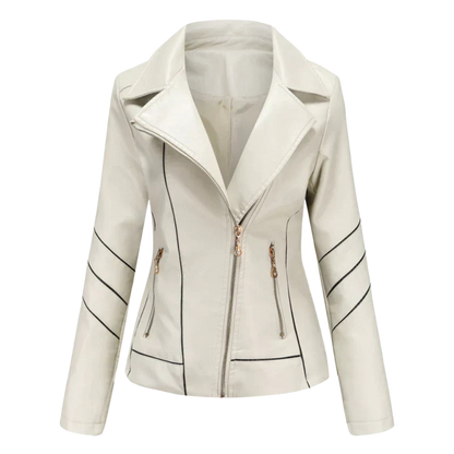 Elegant Leather Jacket Women Slim Fit Design