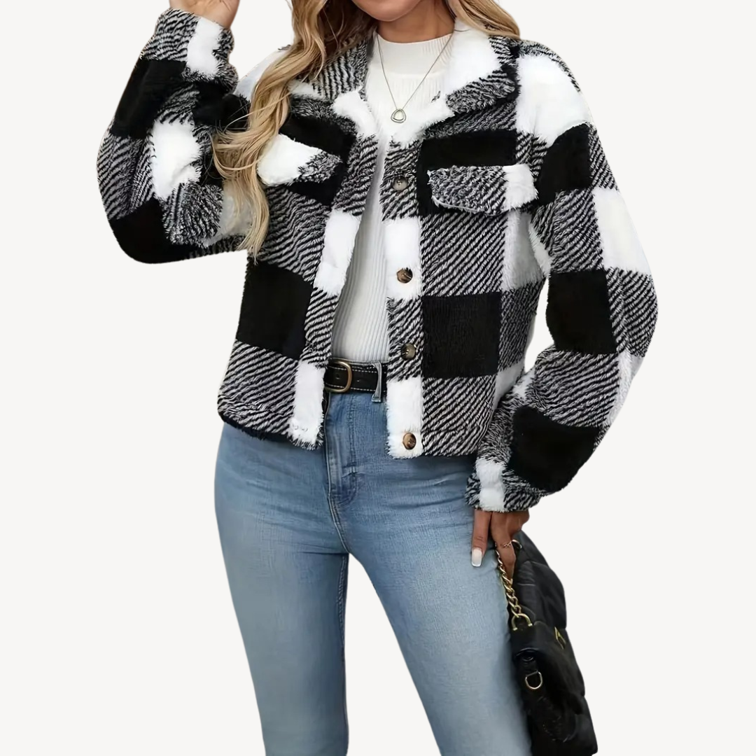 Women's Plaid Sherpa Jacket Warm
