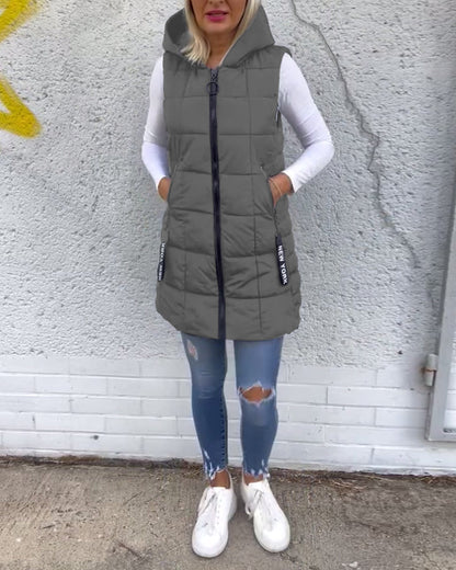 Padded Winter Vest Hooded Zipper