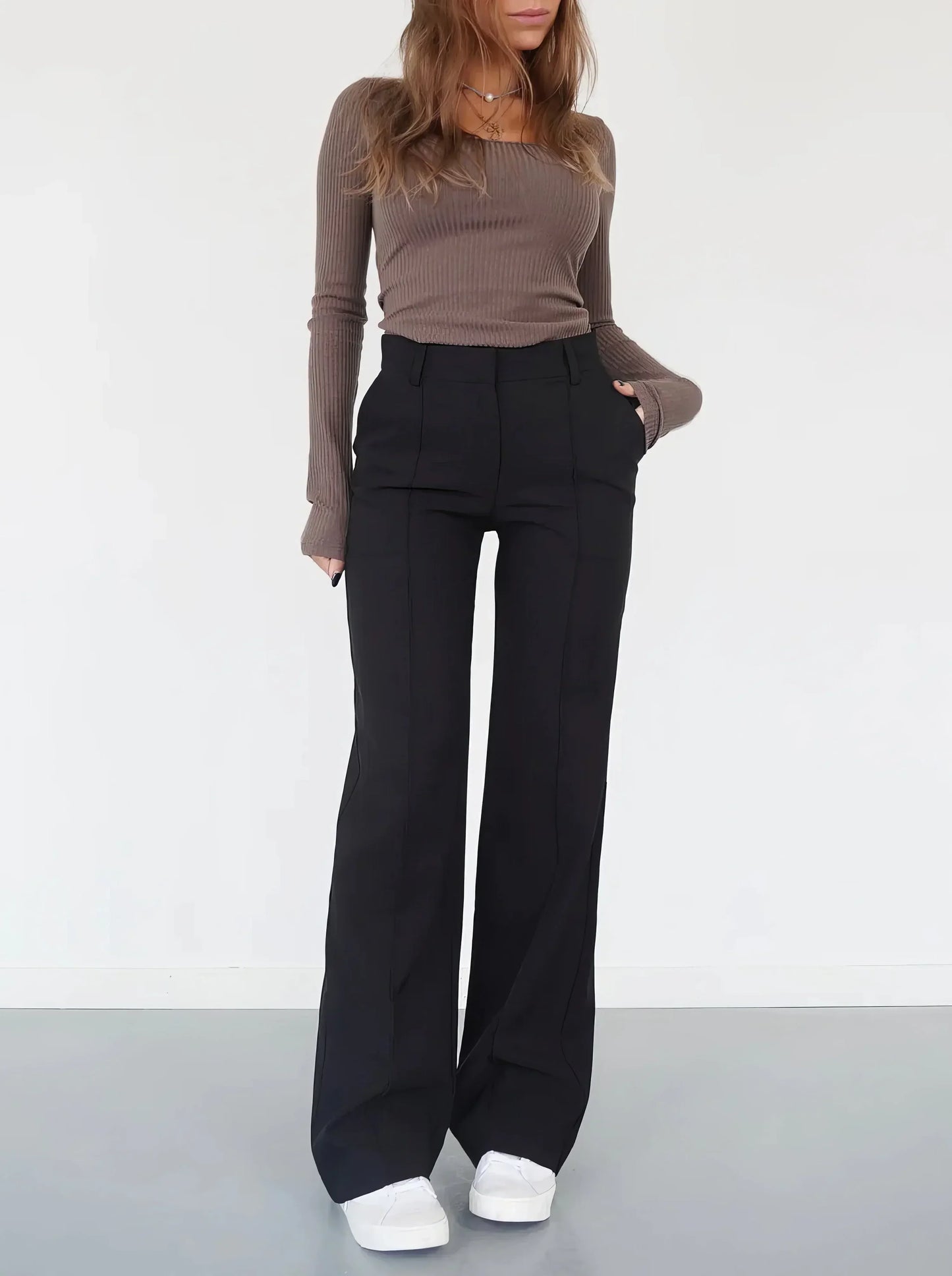 Elegant Women's Trousers High Waist Chic Style