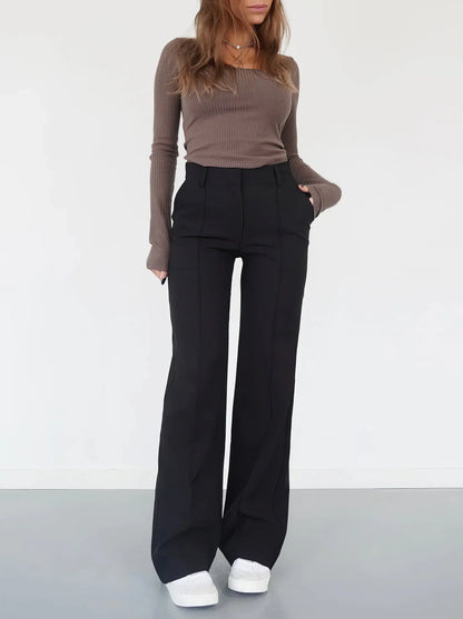 Elegant Women's Trousers High Waist Chic Style