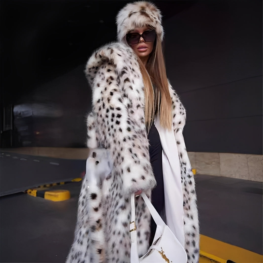 Christmas Coat Women Velvet Snow Print