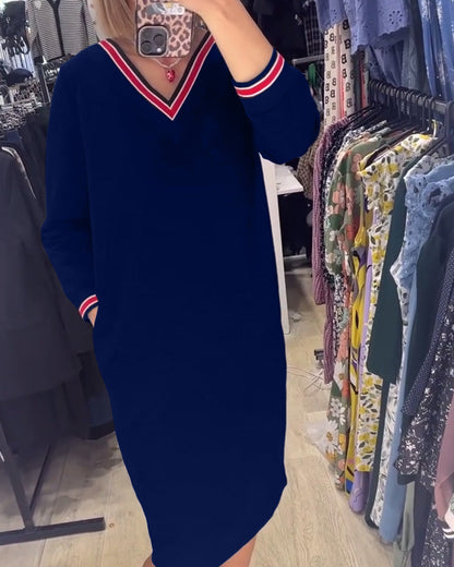 Women's Dress V-Neck With Pockets