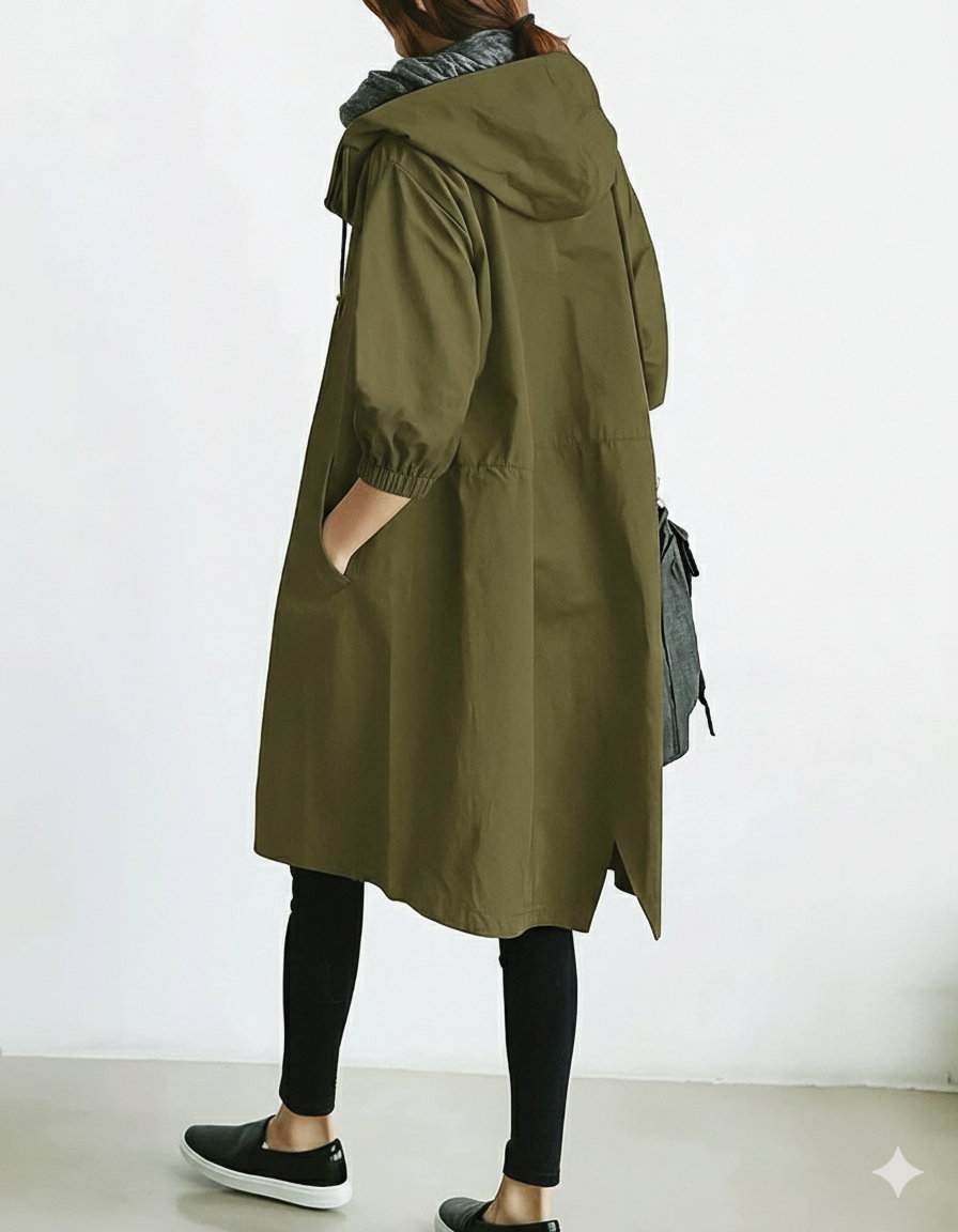 Stylish hooded trench coat