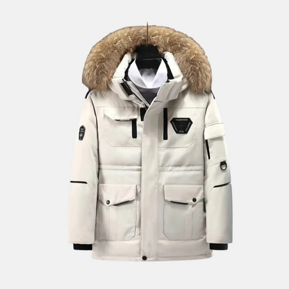 Winddichte Parka Jacke mit Abnehmbare Kapuze und Kunstpelz - IdealeKleiden