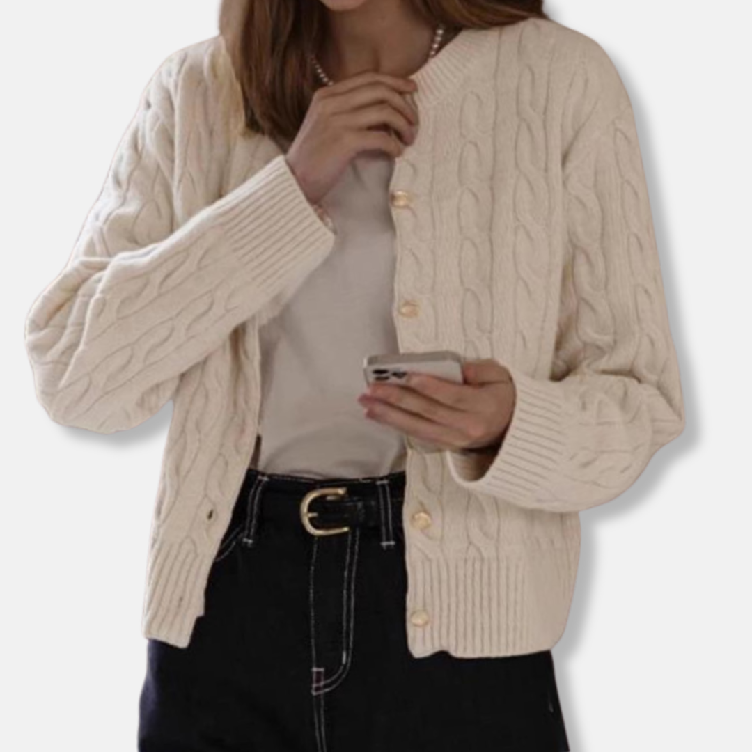 Wolle Strickjacke Kurz Rundhals Pullover - IdealeKleiden