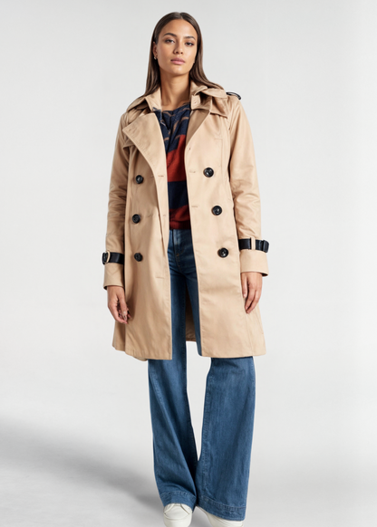 Elegant Women's Double-Breasted Trench Coat