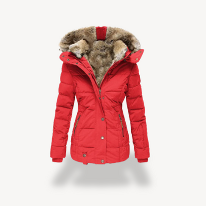 Women's Warm Winter Jacket with Faux Fur Hood