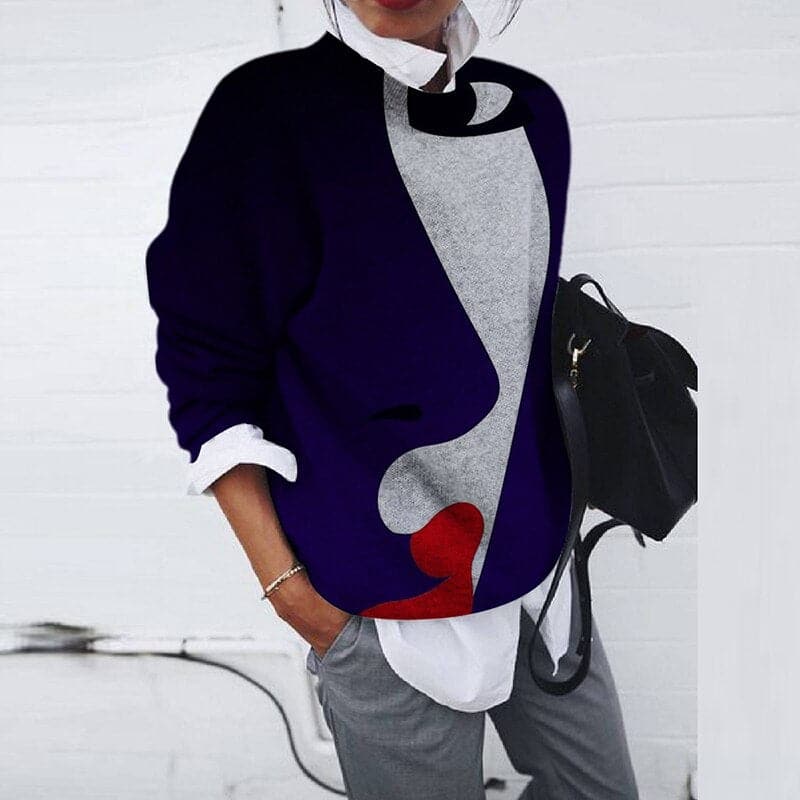 Comfortable Graphic Print Crew-Neck Sweatshirt