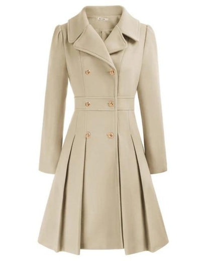 Elegant Women's Coat Wool Pleated Skirt