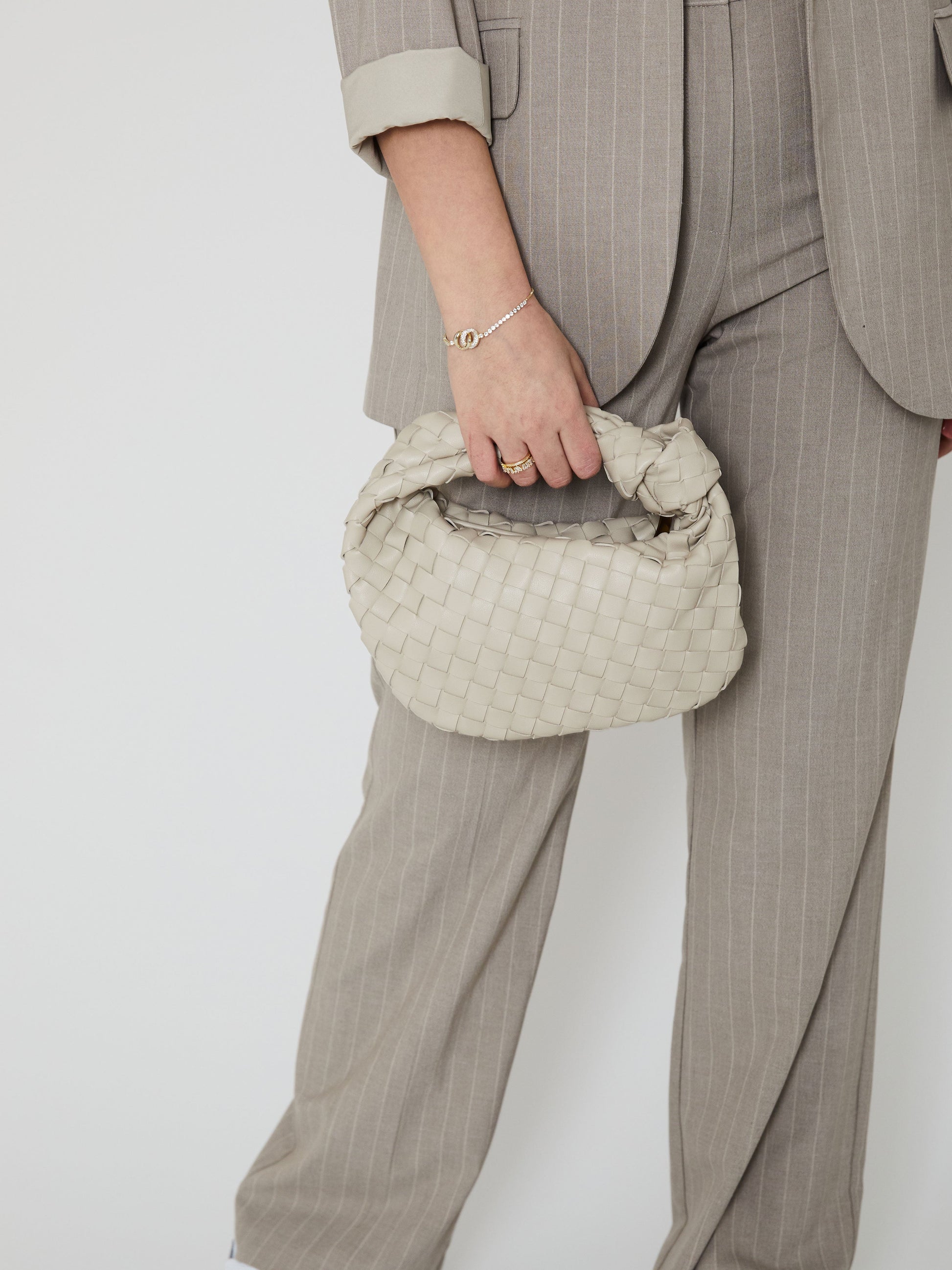 Elegante Damenhandtasche Weiß Geflochten - IdealeKleiden