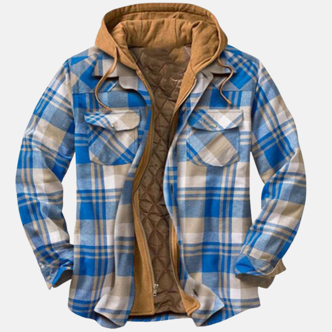 Men's Quilted Jacket Plaid Warm Comfortable