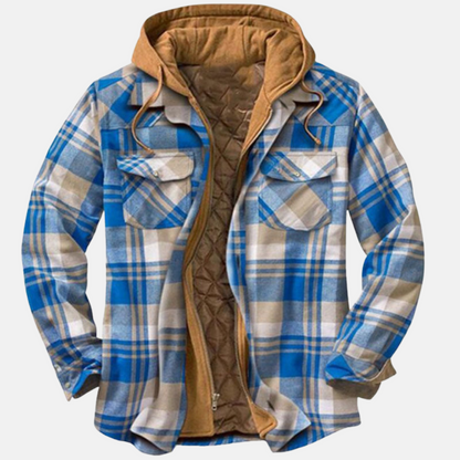 Men's Quilted Jacket Plaid Warm Comfortable