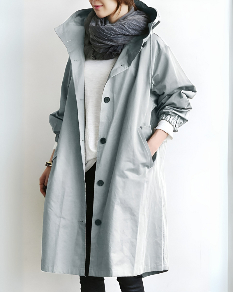 Elegant Women's Hooded Trench Coat