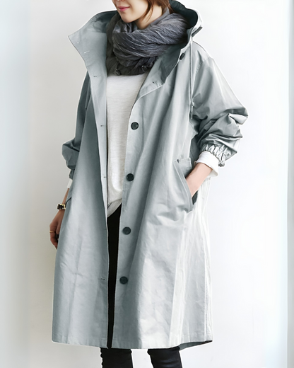 Elegant Women's Hooded Trench Coat