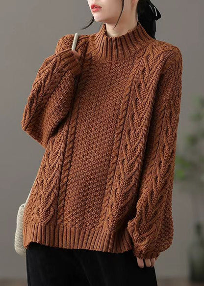 Loose-Fitting High-Neck Winter Sweater