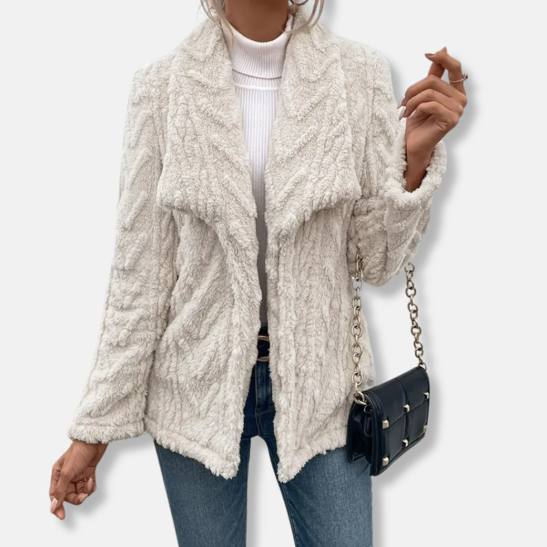 Fleece jacket Casual Shawl collar Hip-length