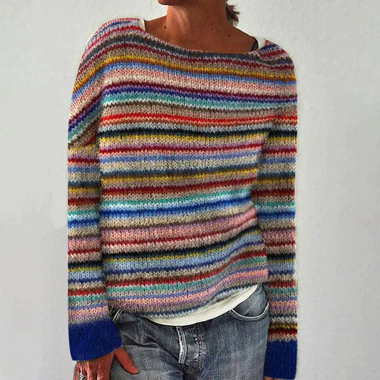 Stilvoller Streifen Pullover Langarm - IdealeKleiden