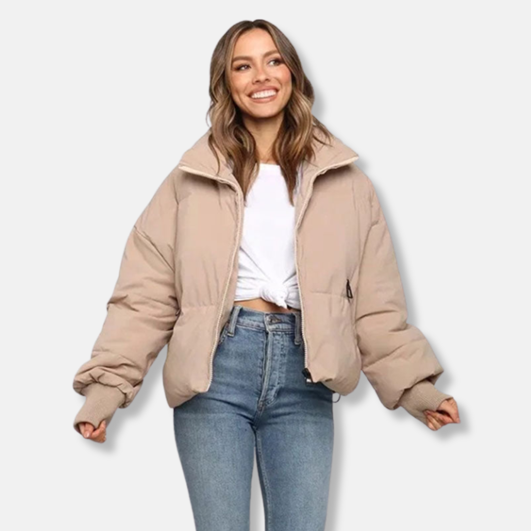 Short winter jacket thermal insulation stand-up collar