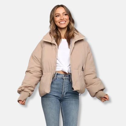 Short winter jacket thermal insulation stand-up collar