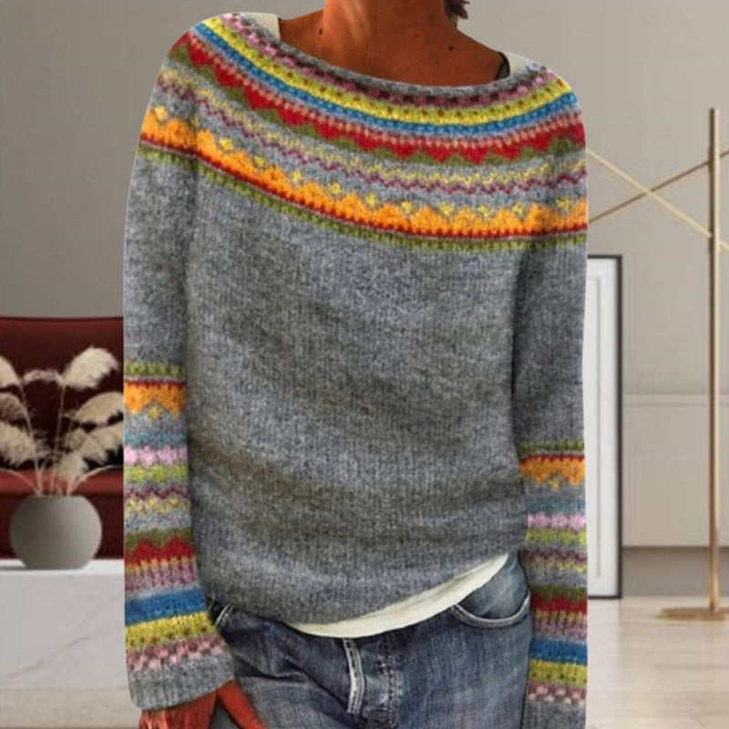 Stylish Knitted Sweater Geometric Pattern