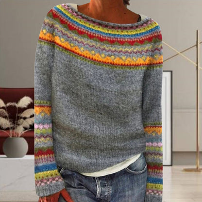 Stylish Knitted Sweater Geometric Pattern