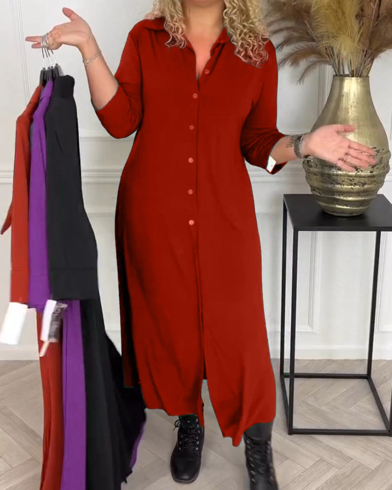 Elegant Button-Down Shirt Dress