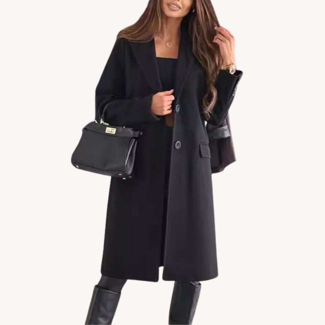 Damen Wintermantel Wollmix mit praktischen Taschen - IdealeKleiden