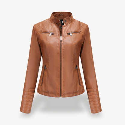 Elegant Women's Leather Biker Jacket