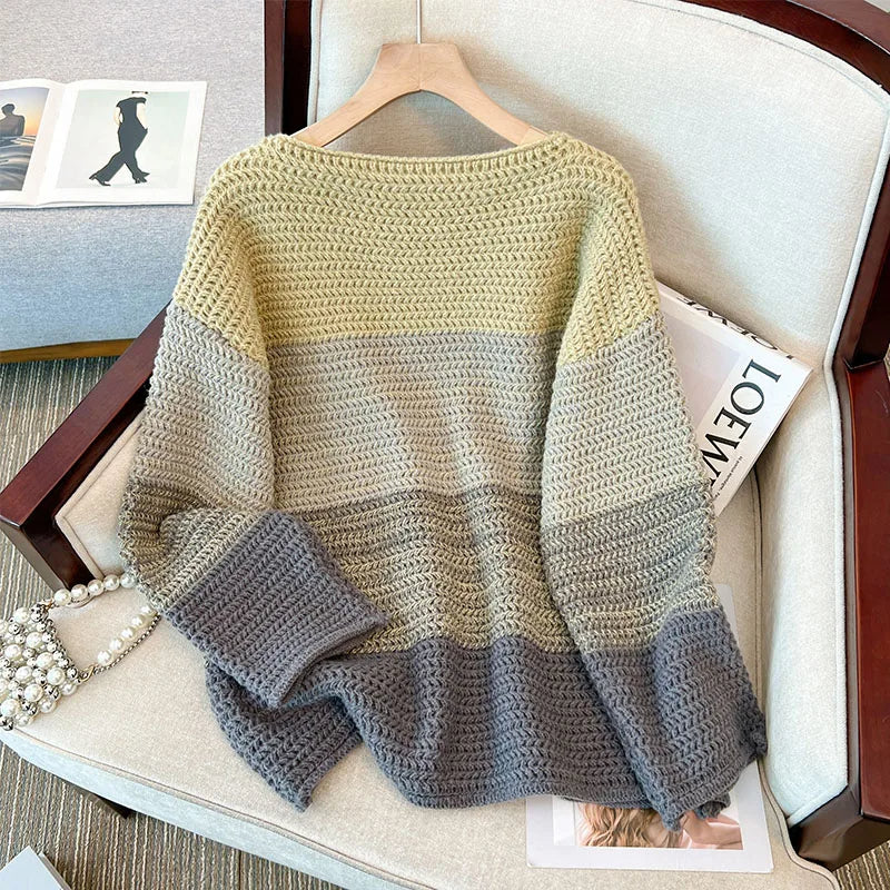 Women's Oversized Patchwork Style Sweater