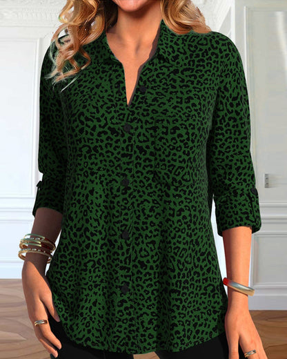 Leopard Dress Elegant Lapel Detail