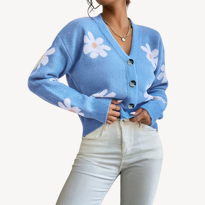 Women's Floral Cardigan with Buttons
