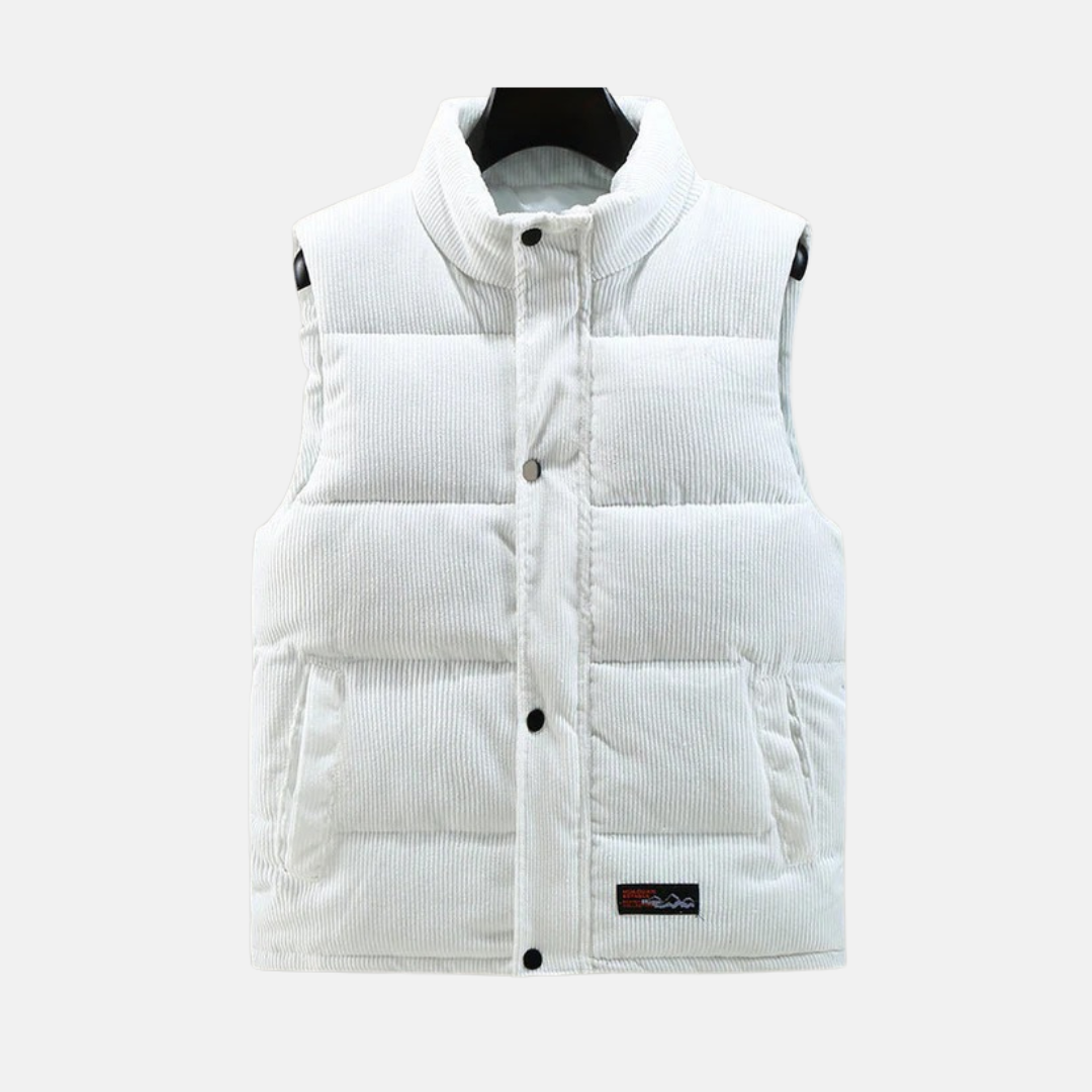 Men's Corduroy Vest Relaxed Fit High Collar