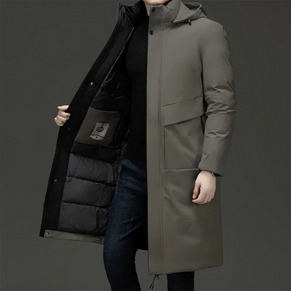 Men's Longline Parka Warm Insulated Hooded