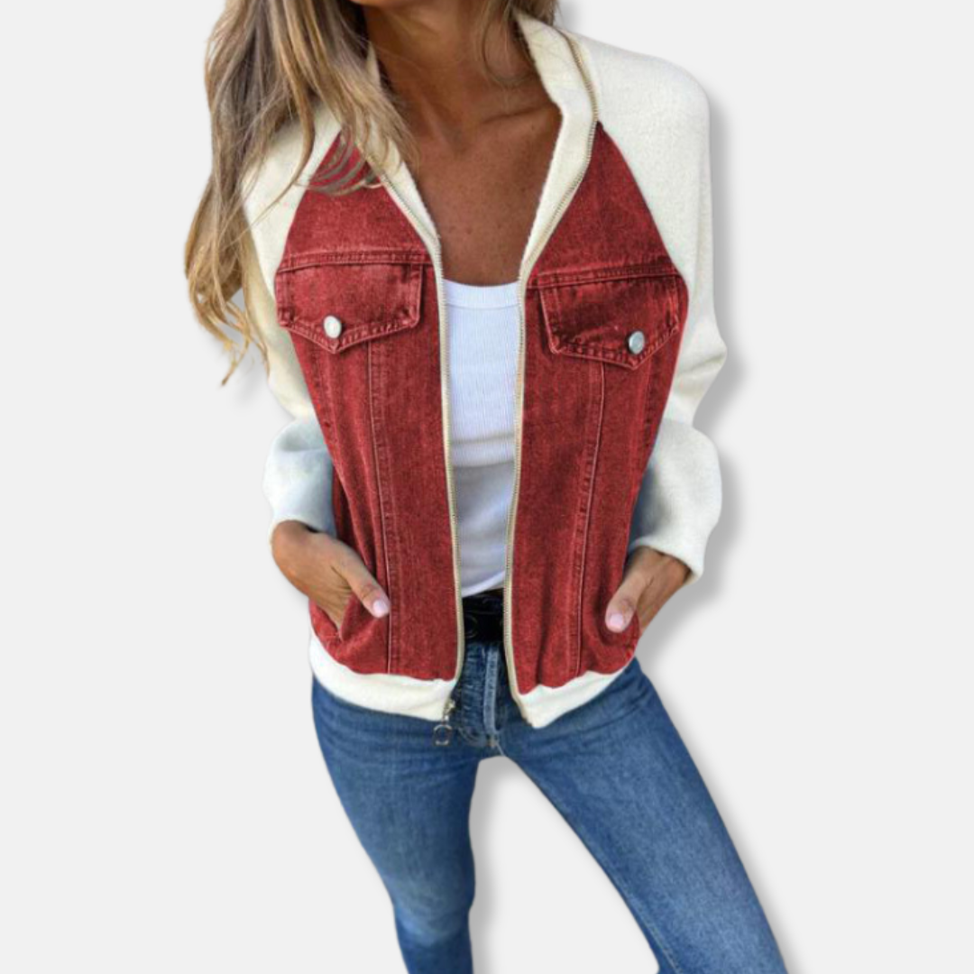 Bomberjacke Denim Style Reißverschluss Regular Fit - IdealeKleiden