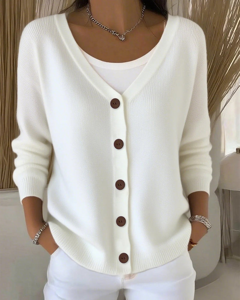 Elegant Dress Women Solid Color Buttons
