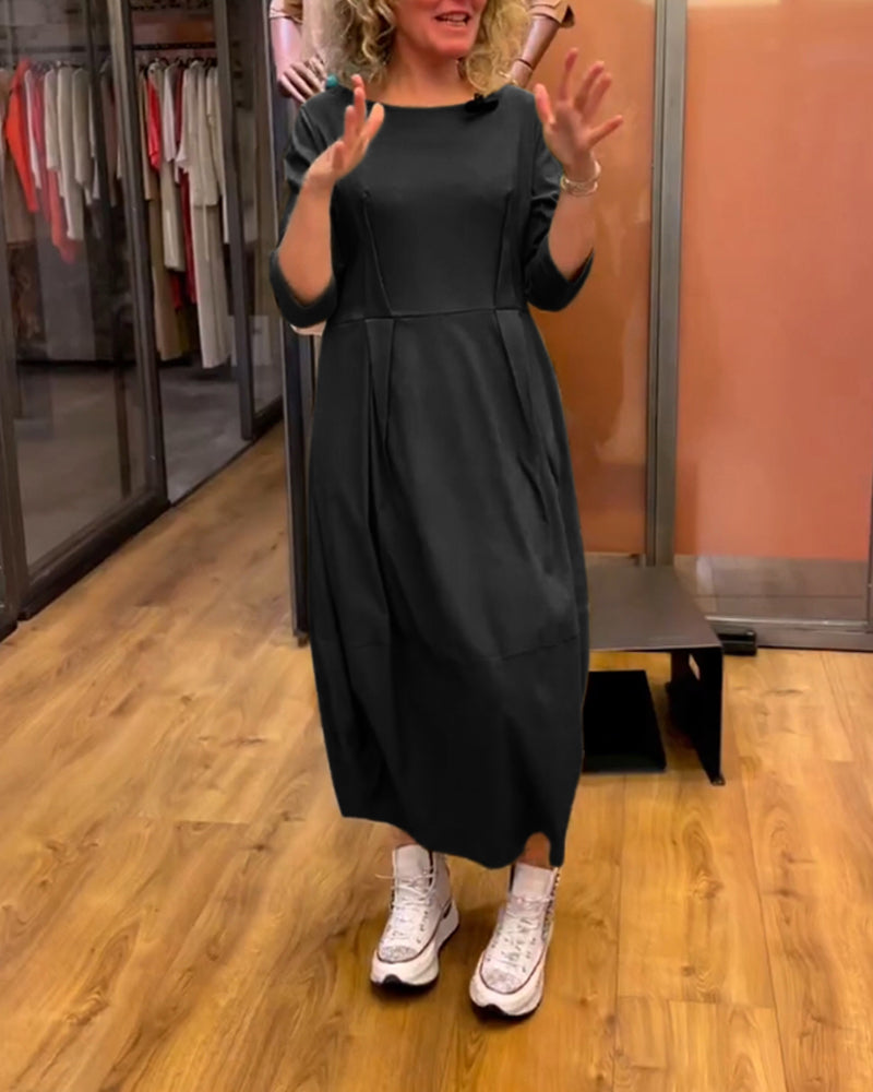 Elegant Dress Round Neck 2/3 Sleeves