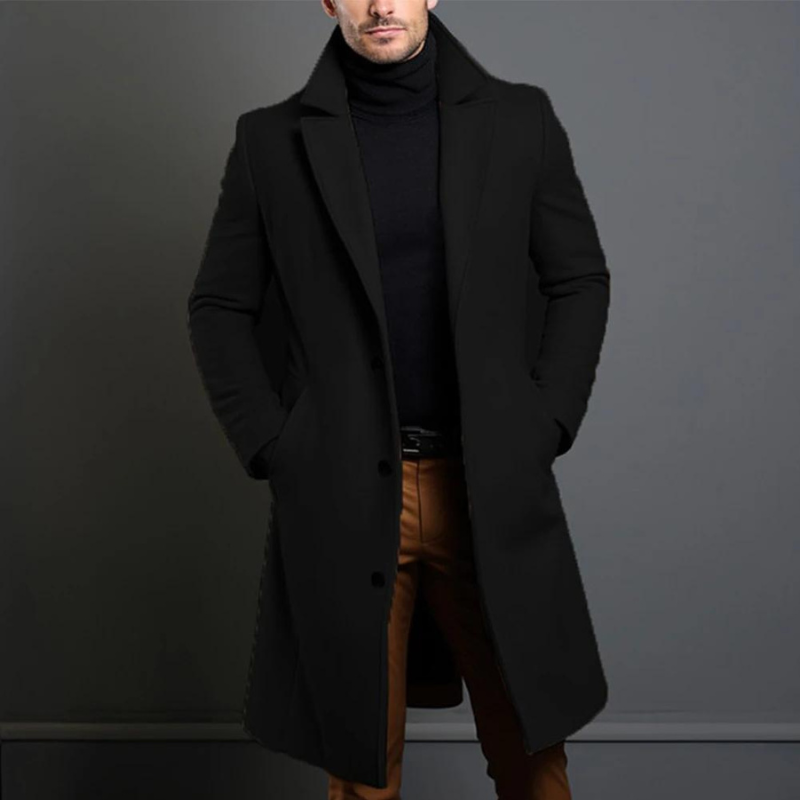 Herren Übermantel Lang Elegant Einreiher - IdealeKleiden
